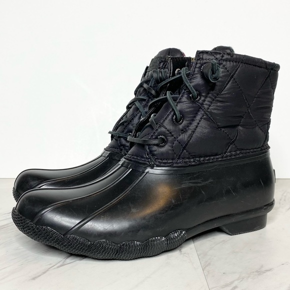 New! Sperry Saltwater Black Duck Rain Boot - Picture 1 of 15